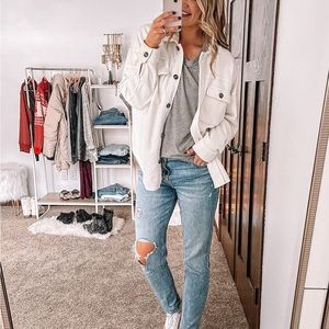 Reverse cotton shacket